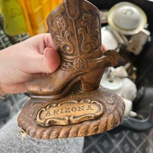 Arizona Embossed Cowboy Boot Figurine - Brown